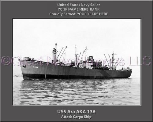USS Ara AKA 136 Personalized Ship Canvas Print