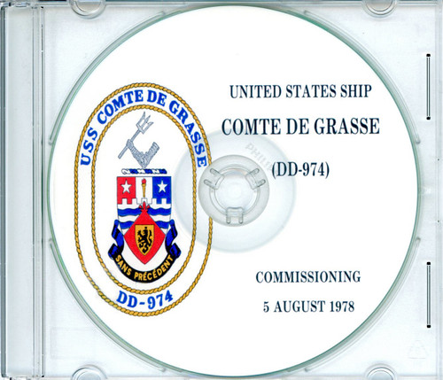 USS Comte DE Grasse DD 874 Commissioning Program on CD 1978 Plank Owners
