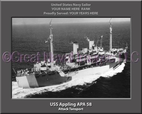 USS Appling APA 58 Personalized Ship Photo Canvas Print