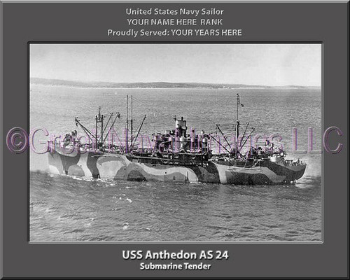 USS Anthedon AS 24 Personalized Ship Photo Canvas Print