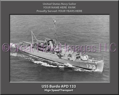 USS Burdo APD 133 Personalized Ship Photo 2 Canvas Print