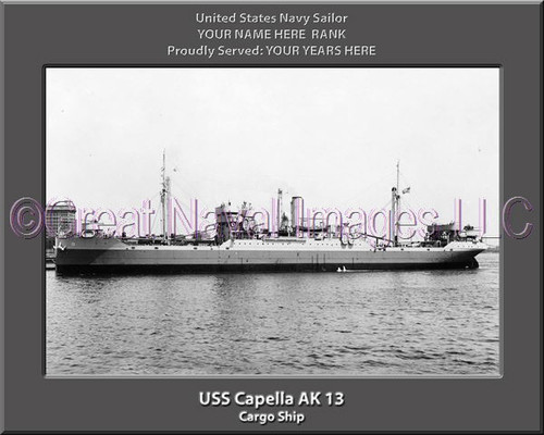 USS Capella AK 13 Personalized Ship Photo Canvas Print