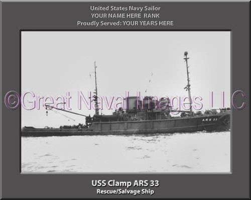 USS Clamp ARS 33 Personalized Ship Photo Canvas Print