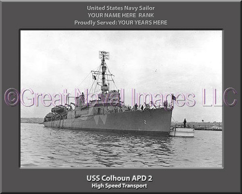 USS Colhoun APD 2 Personalized Ship Photo Canvas Print