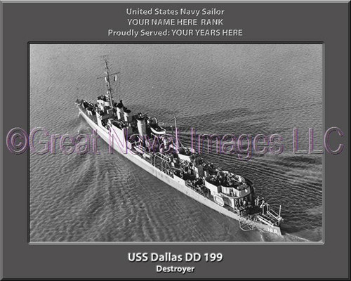 USS Dallas DD 199 Personalized Ship Photo 2 Canvas Print