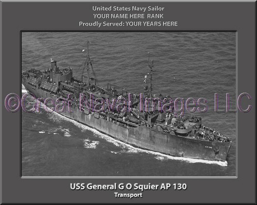 USS General G O Squier AP 130 Personalized Ship Photo Canvas Print