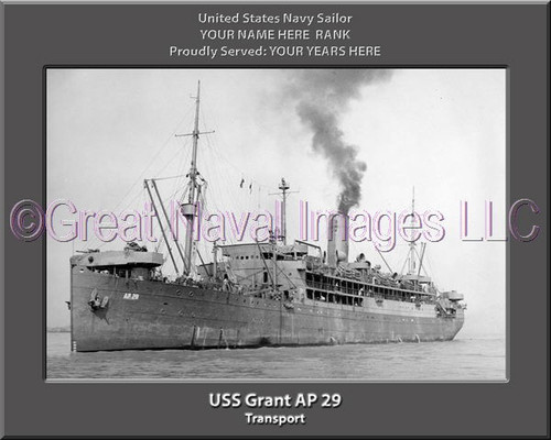 USS Grant AP 29 Personalized Ship Photo Canvas Print