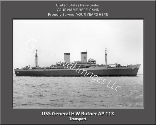 USS General H W Butner AP 113 Personalized Ship Photo Canvas Print