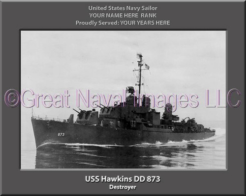 USS Hawkins DD 873 Personalized Ship Photo Canvas Print