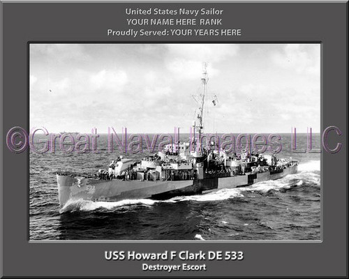 USS Howard F Clark DE 533 Personalized Ship Photo Canvas Print