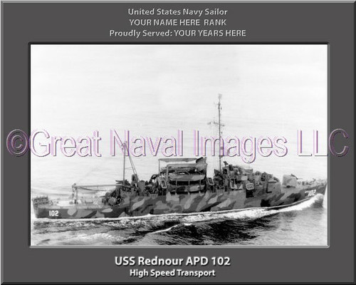 USS Rednour APD 102 Personalized Ship Photo Canvas Print