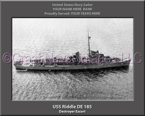 USS Riddle DE 185 Personalized Ship Photo Canvas Print
