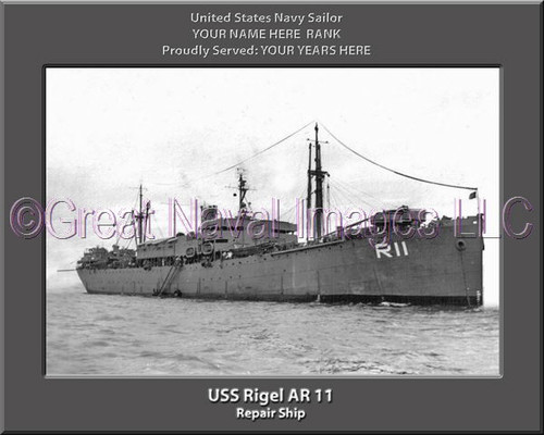 USS Rigel AR 11 Personalized Ship Photo Canvas Print