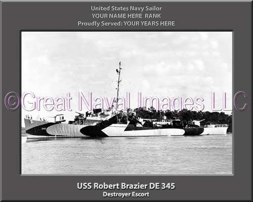USS Robert Brazier DE 34 Personalized Ship Photo Canvas Print