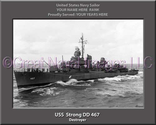 USS Strong DD 467 Personalized Ship Photo Canvas Print