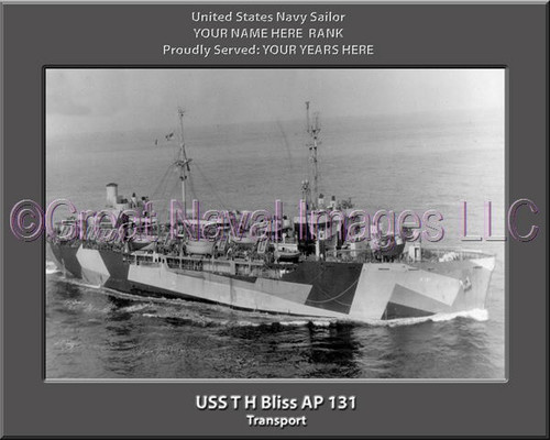 USS T H Bliss AP 131 Personalized Ship Photo Canvas Print