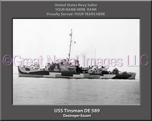 USS Tinsman DE 589 Personalized Ship Photo Canvas Print