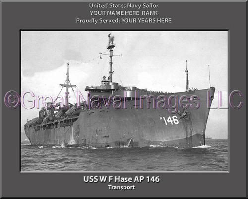 USS W F Haas AP 146 Personalized Ship Photo Canvas Print