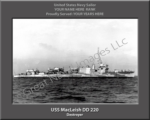 USS Macleish DD 220 Personalized Ship Photo on Canvas Print