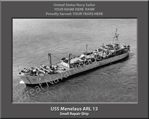 USS Menelaus ARL 13 Personalized Ship Photo on Canvas Print