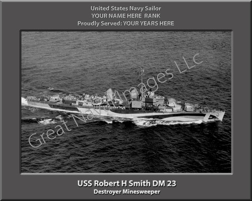USS Robert H Smith DM 23 Personalized Ship Photo on Canvas Print