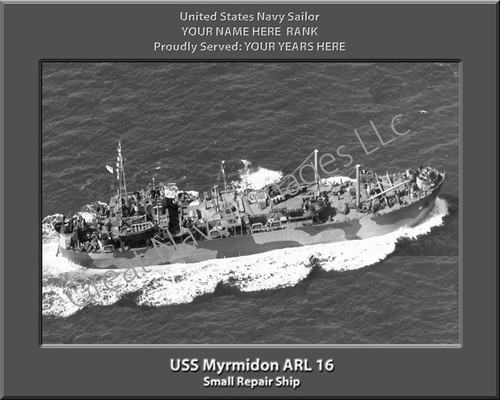 USS Myrmidon ARL 16 Personalized Ship Photo on Canvas Print