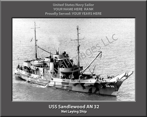 USS Sandlewood AN 32 Personalized Ship Photo on Canvas Print