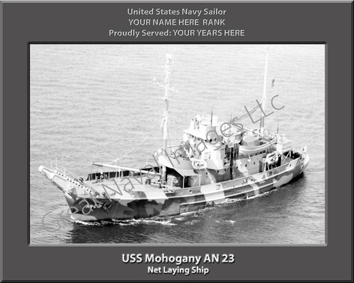 USS Mohogany AN 23 Personalized Ship Photo on Canvas Print