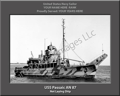 USS Passaic AN 87 Personalized Ship Photo on Canvas Print