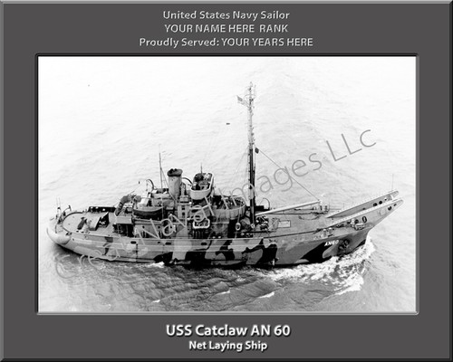 USS Catclaw AN 60 Personalized Ship Photo on Canvas Print
