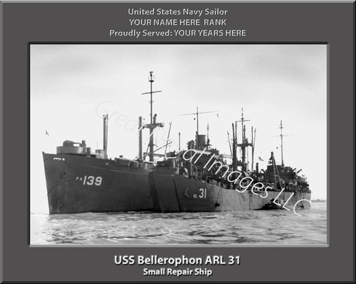 USS Bellerophon ARL 31 Personalized Ship Photo on Canvas Print
