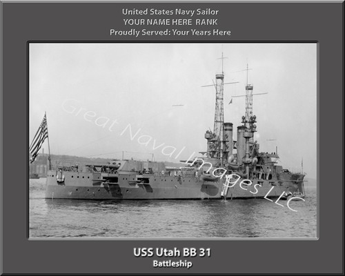 USS Utah BB 31 Personalized Ship Photo 2 on Canvas Print