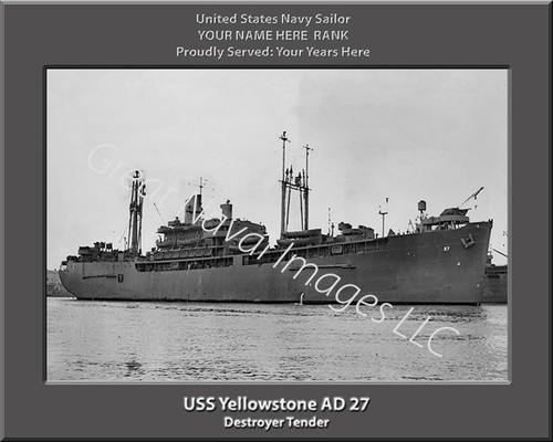 USS Yellowstone AD 27 Personalized Ship Canvas Print 2