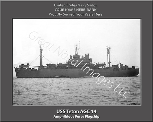 USS Teton AGC 14 Personalized Ship Canvas Print