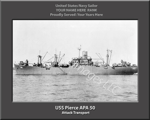 USS Pierce APA 50 Personalized Ship Canvas Print 2