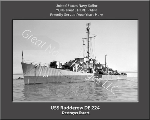 USS Rudderow DE 224 Personalized Ship Canvas Print 2