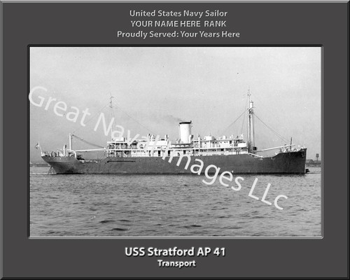 USS Stratford AP 41 Personalized Ship Canvas Print