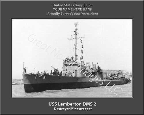 USS Lamberton DMS 2 Personalized Ship Canvas Print
