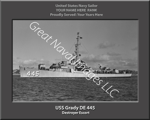 USS Grady DE 445 Personalized Ship Canvas Print