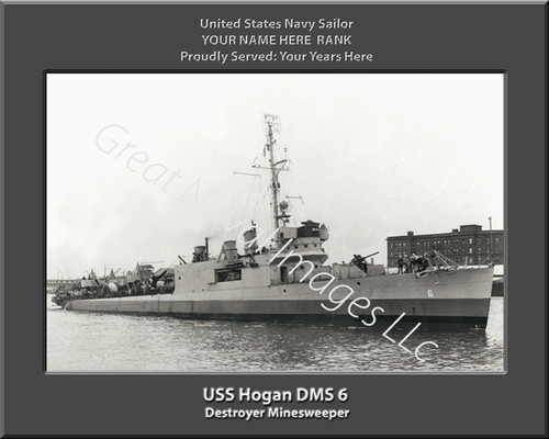 USS Hogan DMS 6 Personalized Ship Canvas Print