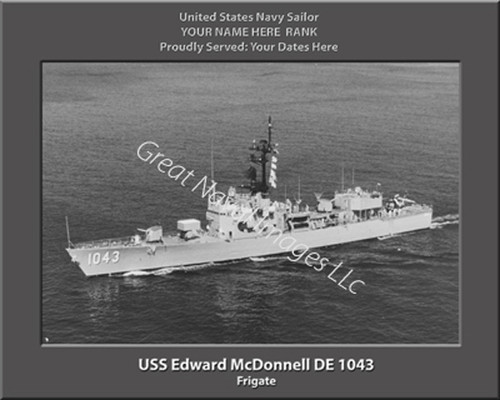 USS Edward McDonnell DE 1043 Sailor Ship Personalized Canvas Print Photo