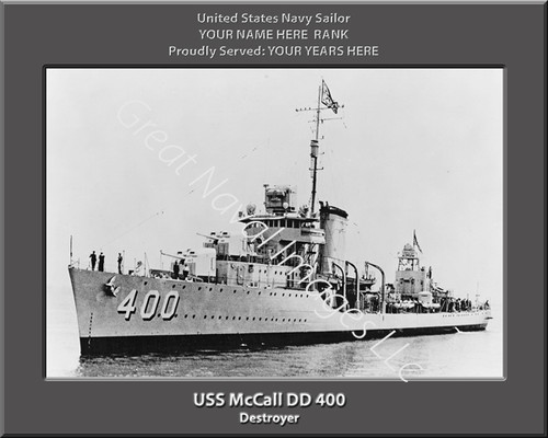 USS McCall DD 400 Personalized Ship Canvas Print
