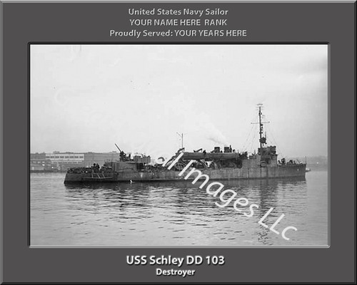 USS Schley DD 103 Personalized Ship Canvas Print