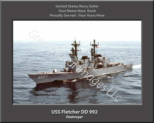 USS Fletcher DD 992 Personalized Ship Canvas Print 2
