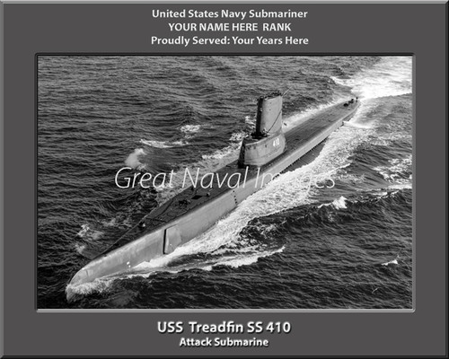 USS Treadfin SS 410 Personalized Submarine Canvas Print