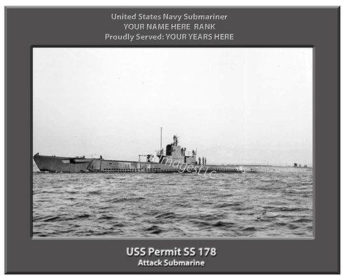 USS Permit SS 178 Personalized Submarine Canvas Print