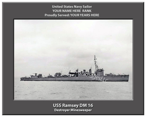 USS Ramsey DM 16 Personalized Ship Canvas Print