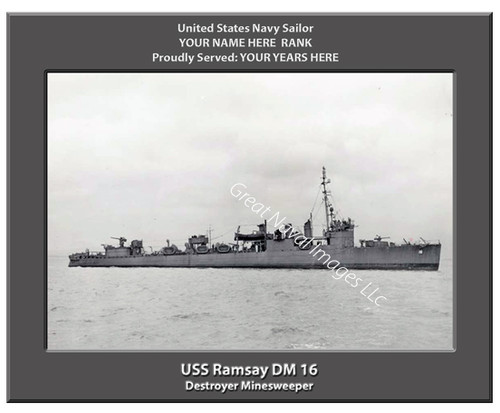 USS Ramsay DM 16 Personalized Ship Canvas Print