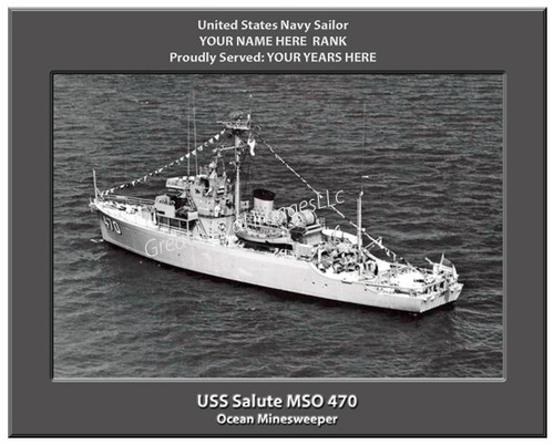 USS Salute MSO 470 Personalized Ship Canvas Print