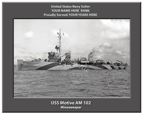 USS Motive AM 102 Personalized Ship Canvas Print